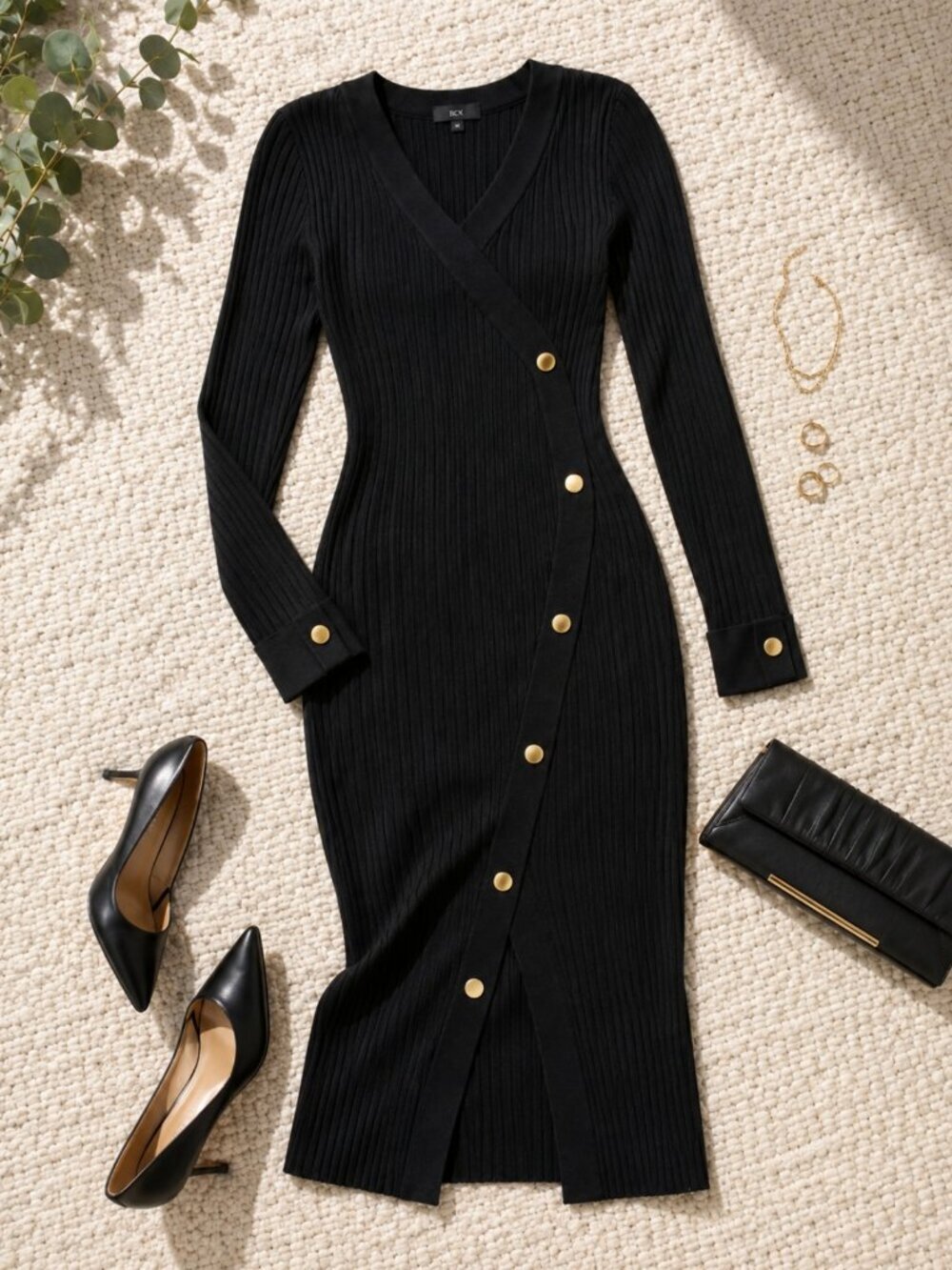 BCX Black Ribbed Sleeveless Sweater Dress Size XL NWT Fall